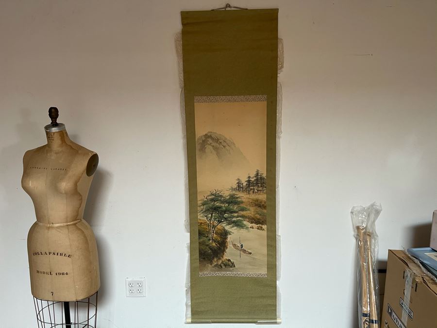 Original Signed Asian Hand Painted Four Seasons Scrolls 15.5 X 39 [Photo 12]