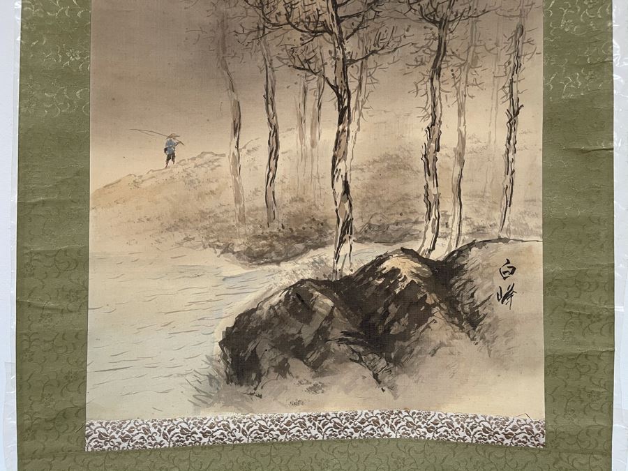 Original Signed Asian Hand Painted Four Seasons Scrolls 15.5 X 39 [Photo 34]