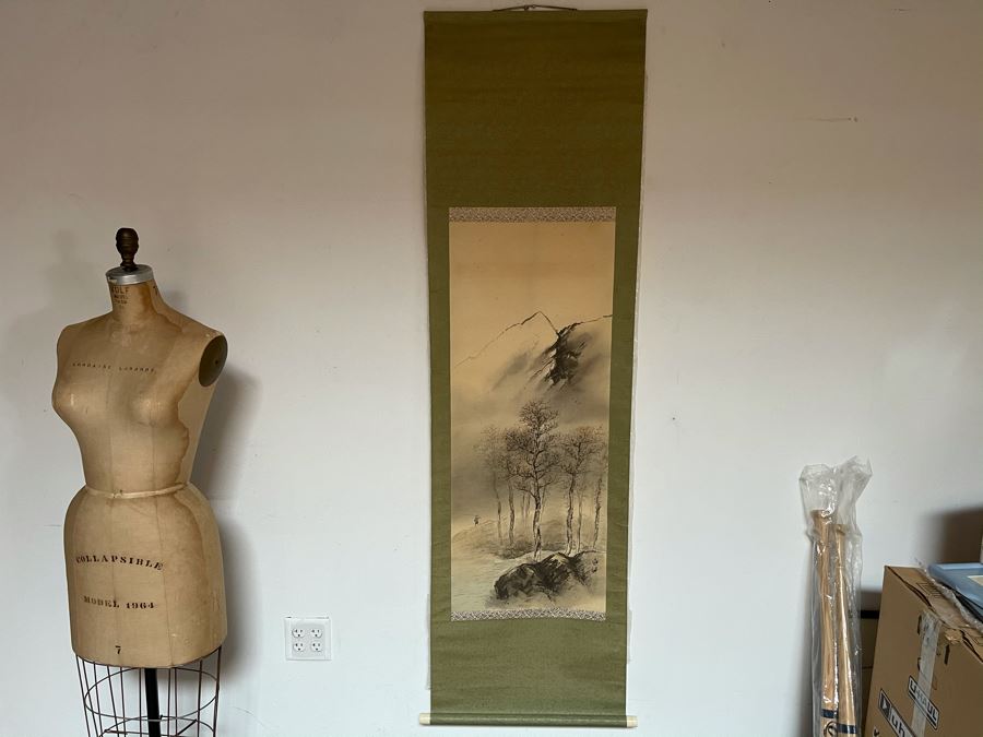 Original Signed Asian Hand Painted Four Seasons Scrolls 15.5 X 39 [Photo 31]