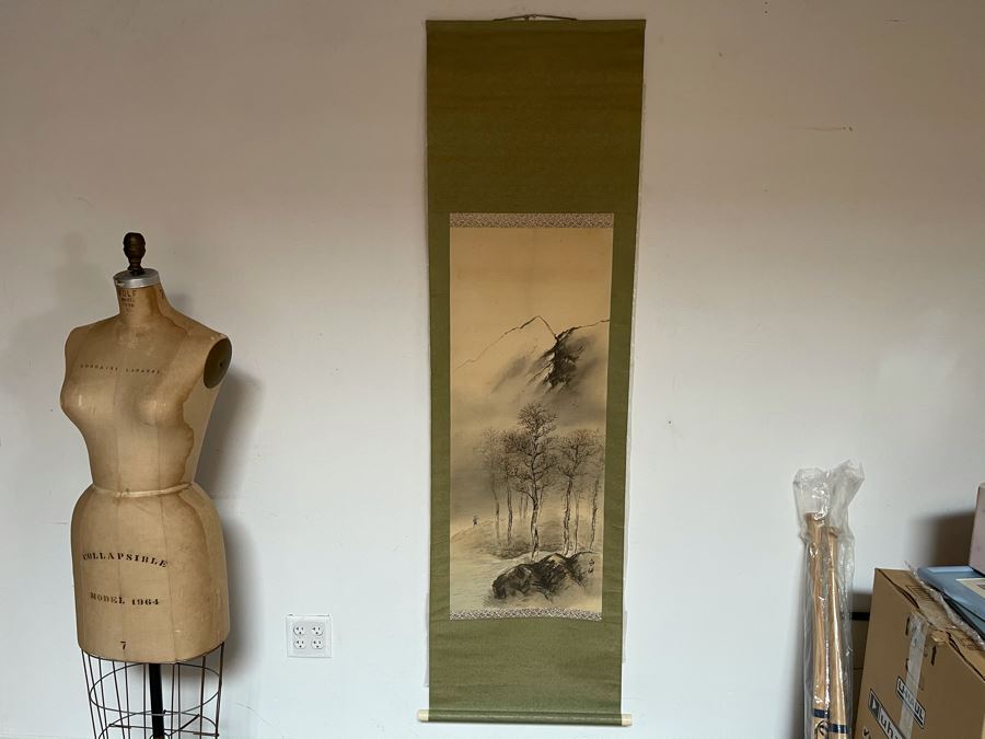 Original Signed Asian Hand Painted Four Seasons Scrolls 15.5 X 39 [Photo 30]