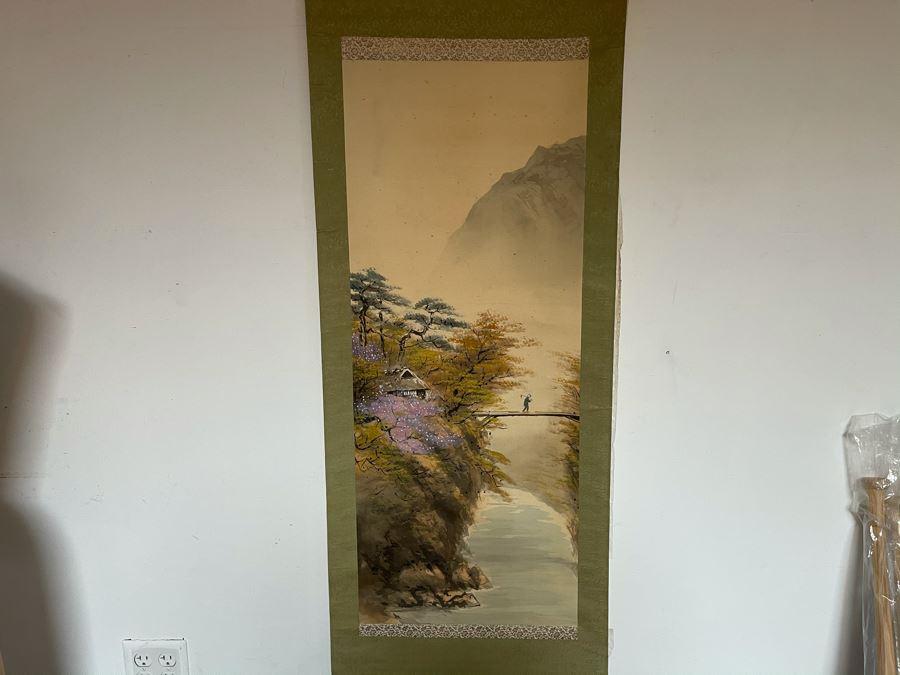 Original Signed Asian Hand Painted Four Seasons Scrolls 15.5 X 39 [Photo 24]