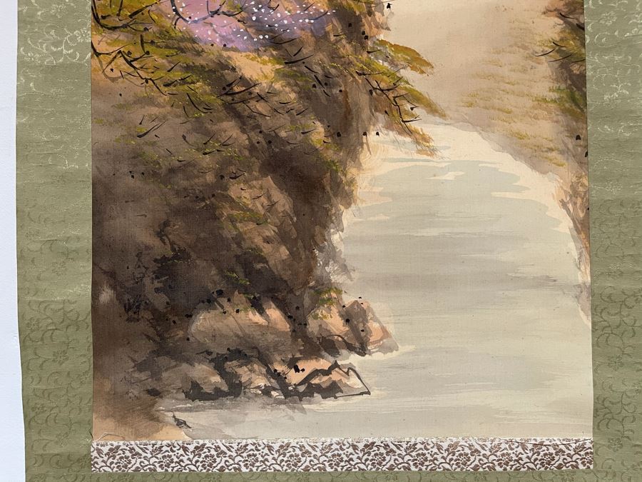 Original Signed Asian Hand Painted Four Seasons Scrolls 15.5 X 39 [Photo 25]