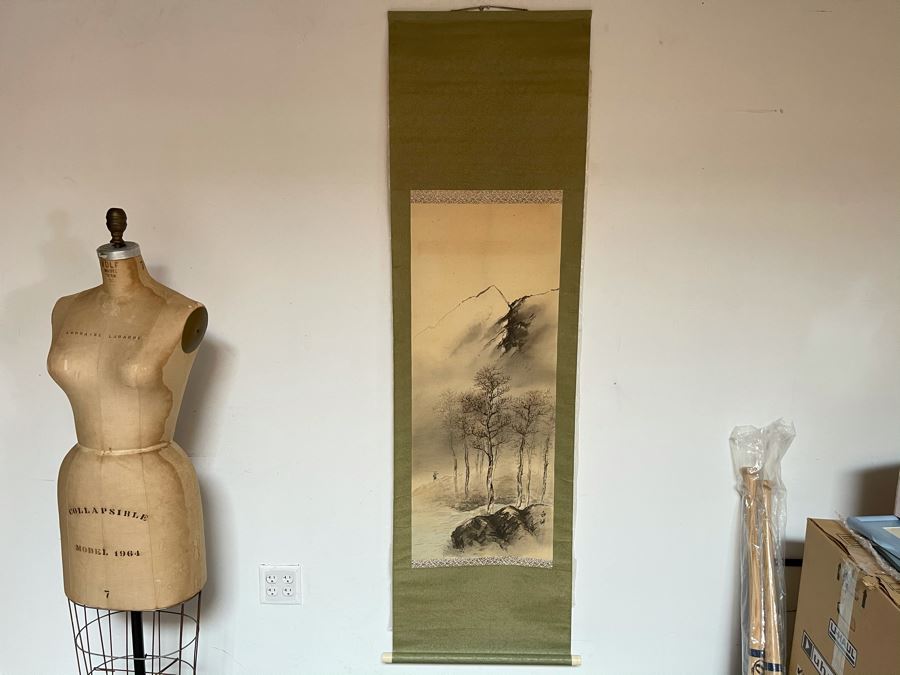 Original Signed Asian Hand Painted Four Seasons Scrolls 15.5 X 39 [Photo 32]