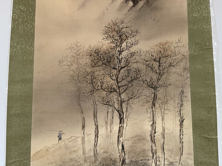 Original Signed Asian Hand Painted Four Seasons Scrolls 15.5 X 39 [Photo 35]