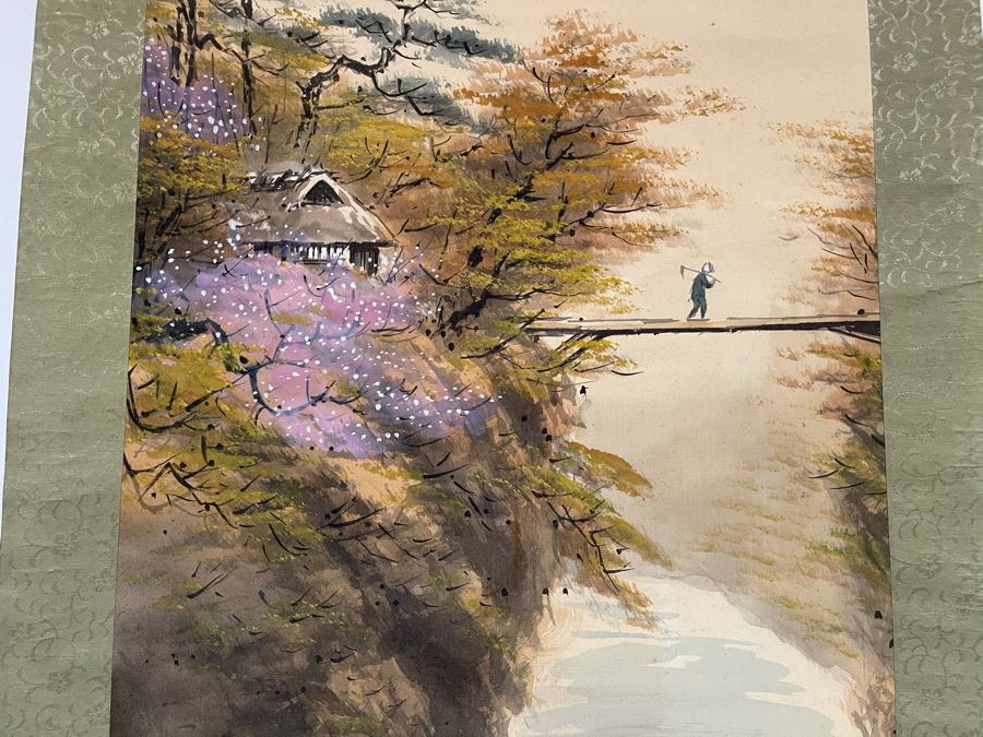 Original Signed Asian Hand Painted Four Seasons Scrolls 15.5 X 39 [Photo 26]