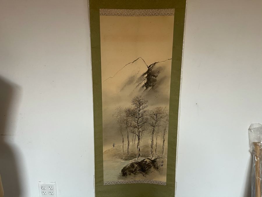 Original Signed Asian Hand Painted Four Seasons Scrolls 15.5 X 39 [Photo 33]