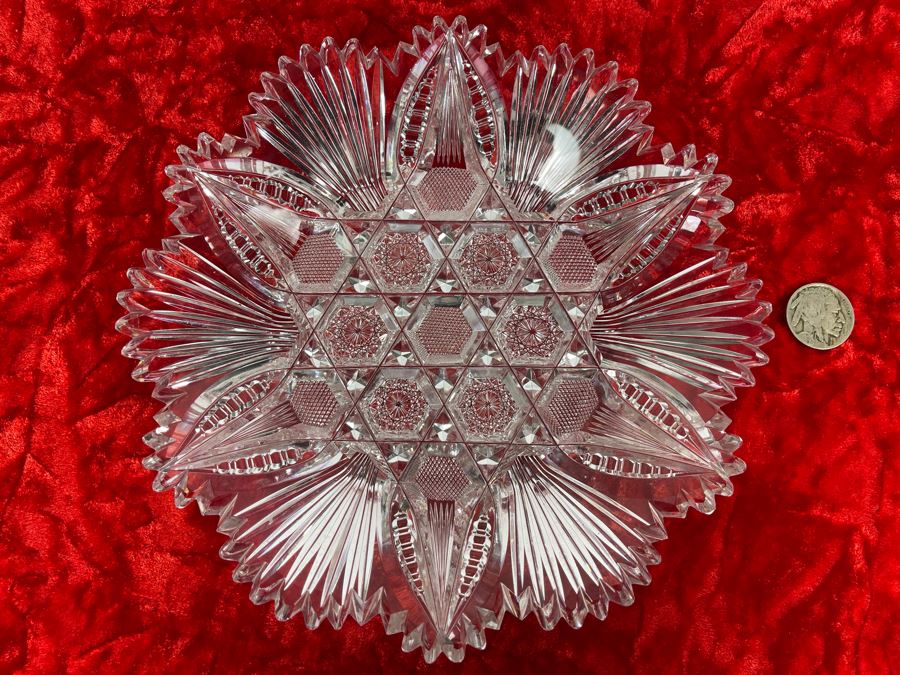 American Brilliant Cut Glass Dish Bowl 7W X 1H [Photo 2]