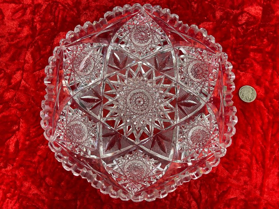 American Brilliant Cut Glass Dish Bowl 8W X 1H [Photo 2]