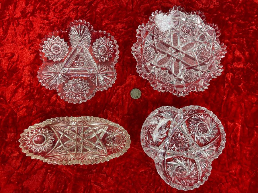 Collection Of Four American Brilliant Cut Glass Dishes Bowls [Photo 2]