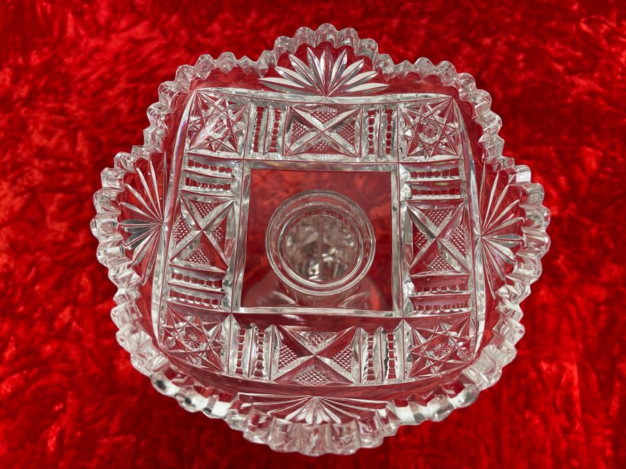 American Brilliant Cut Glass Footed Dish Bowl 6W X 8H [Photo 4]