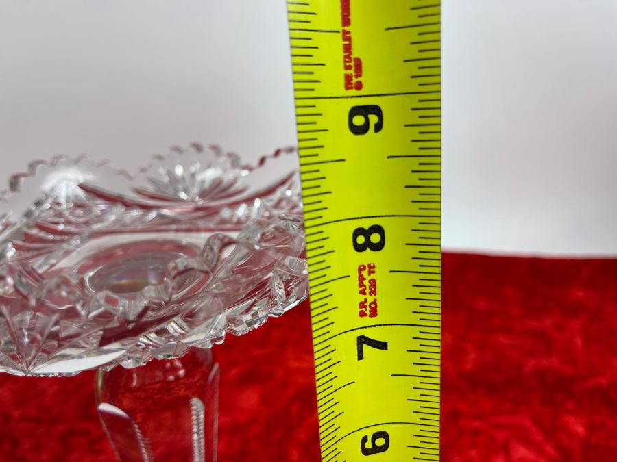 American Brilliant Cut Glass Footed Dish Bowl 6W X 8H [Photo 6]