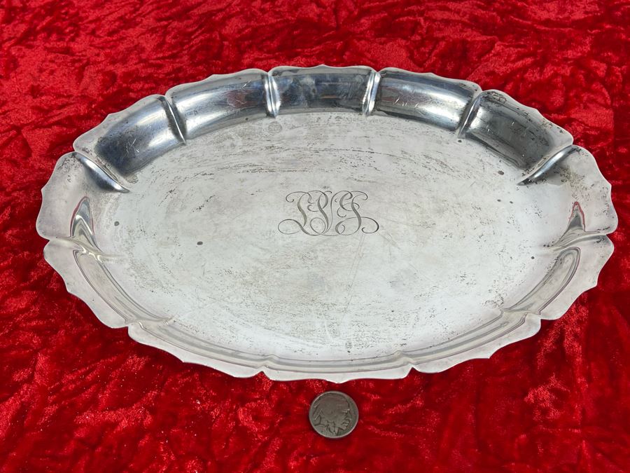 Vintage Sterling Silver Tray Signed RD J. E. Caldwell & Co. (11X 8) 398g