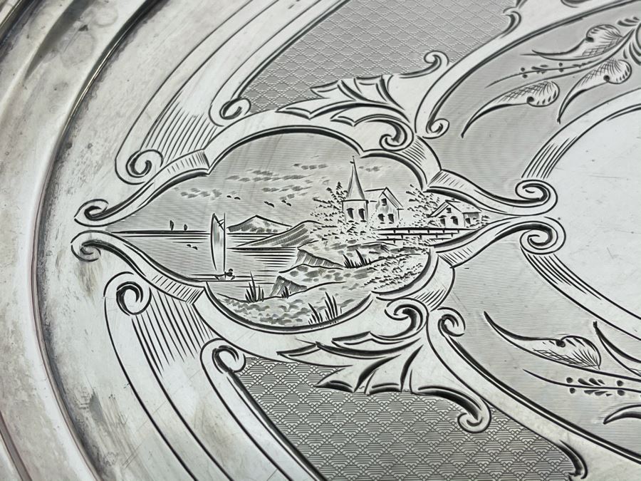 Antique Chased Coin Silver Gorham Footed Tray 1855-1860 (12 X 8.5) 480g [Photo 8]