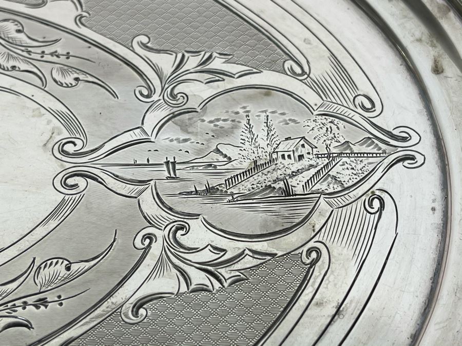 Antique Chased Coin Silver Gorham Footed Tray 1855-1860 (12 X 8.5) 480g [Photo 7]