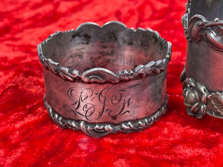 Three Vintage Sterling Silver Napkin Rings Total Weight 68g [Photo 5]