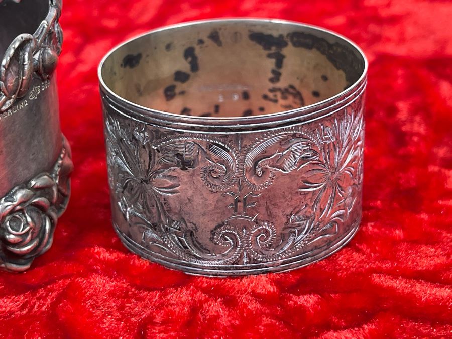 Three Vintage Sterling Silver Napkin Rings Total Weight 68g [Photo 4]