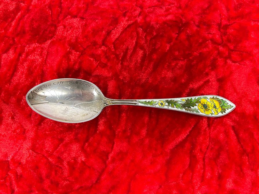Antique Sterling Silver Enamel Golden Gate San Francisco Souvenir Spoon 27.9 [Photo 3]