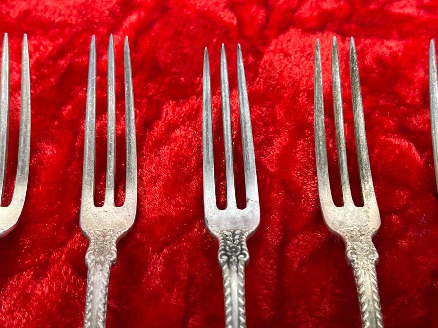 Set Of Six Antique Sterling Silver Forks Pat. 1899 Total Weight 66.9g [Photo 5]