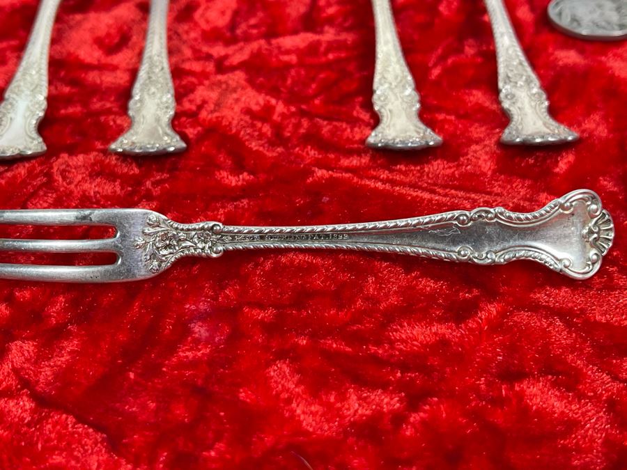 Set Of Six Antique Sterling Silver Forks Pat. 1899 Total Weight 66.9g