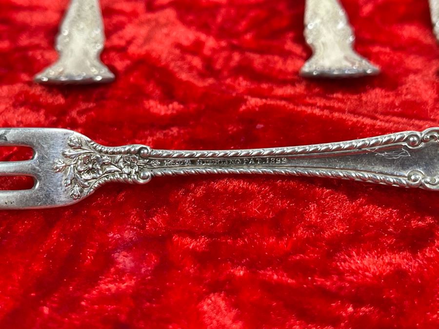 Set Of Six Antique Sterling Silver Forks Pat. 1899 Total Weight 66.9g [Photo 7]