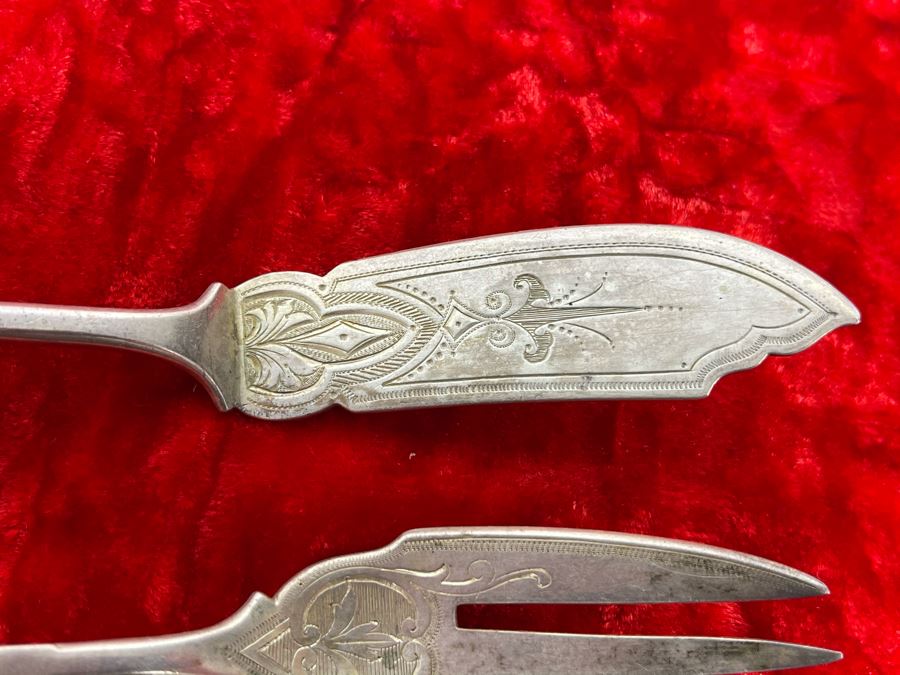 Vintage Chased Sterling Silver Knife And Fork With Ram Motif 59.7g [Photo 4]