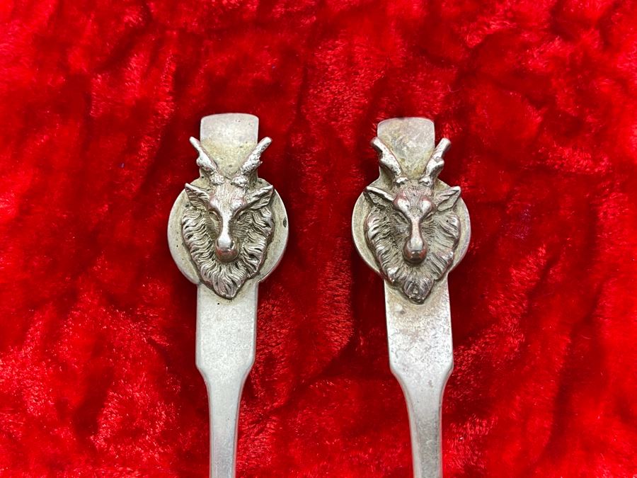 Vintage Chased Sterling Silver Knife And Fork With Ram Motif 59.7g [Photo 6]