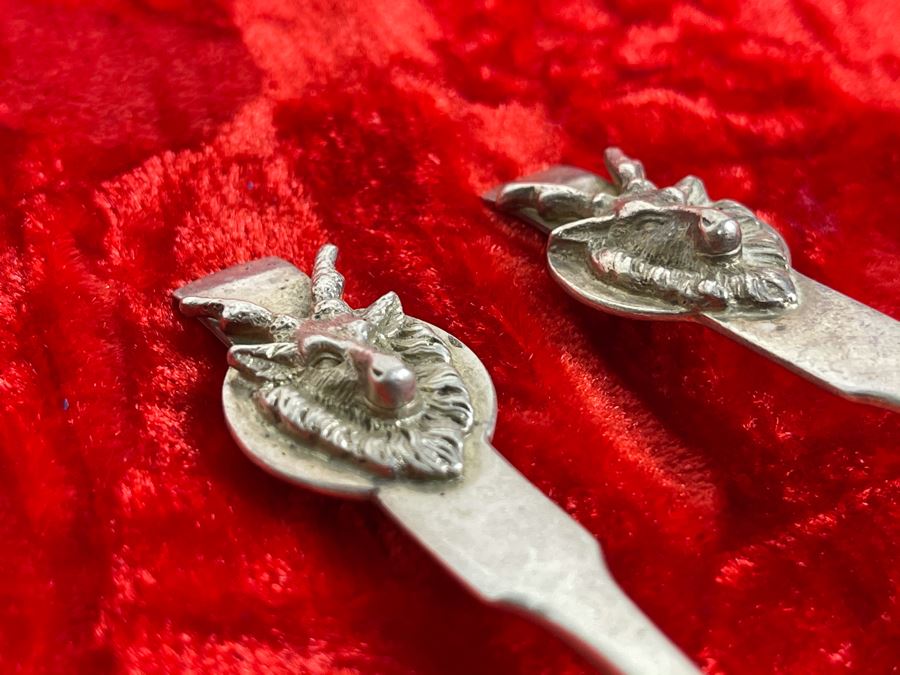 Vintage Chased Sterling Silver Knife And Fork With Ram Motif 59.7g [Photo 8]