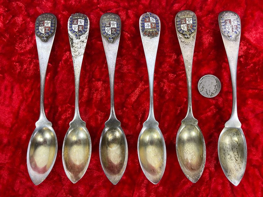 Set Of Six Vintage Sterling Silver Spoons By Greenleaf & Crosby Total Weight 159g