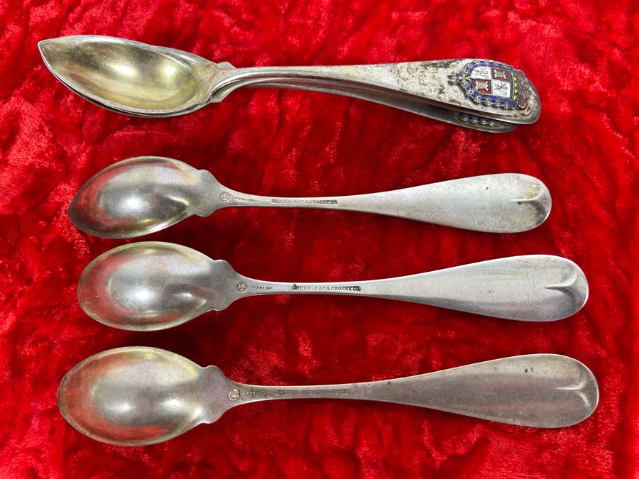 Set Of Six Vintage Sterling Silver Spoons By Greenleaf & Crosby Total Weight 159g [Photo 8]