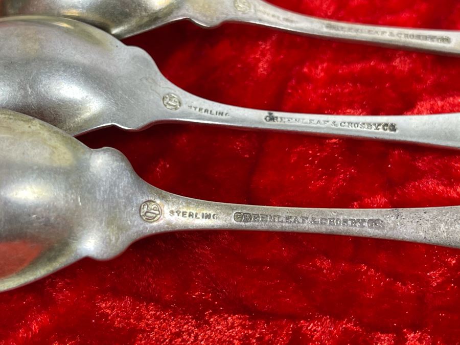 Set Of Six Vintage Sterling Silver Spoons By Greenleaf & Crosby Total Weight 159g [Photo 7]