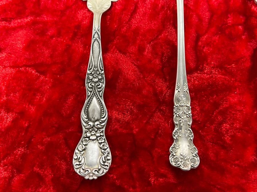 Collection Of Five Antique Sterling Silver Serving Forks Total Weight 93.5g