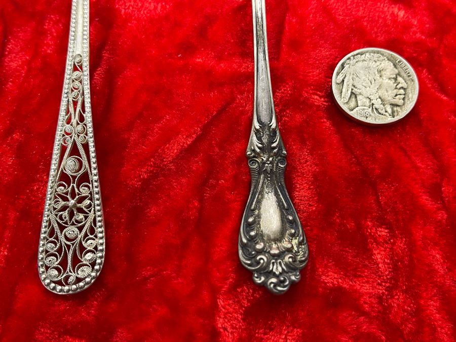 Collection Of Five Antique Sterling Silver Serving Forks Total Weight 93.5g
