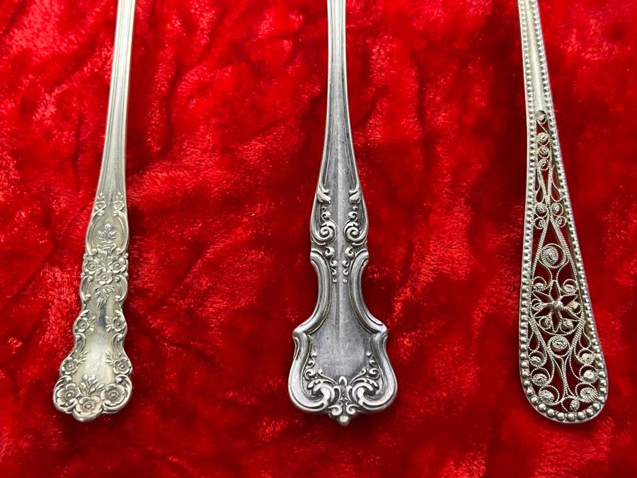 Collection Of Five Antique Sterling Silver Serving Forks Total Weight 93.5g [Photo 6]