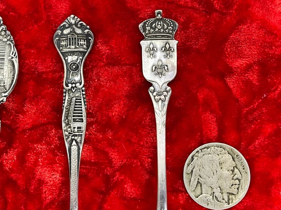Collection Of Six Antique Sterling Silver Souvenir Spoons Total Weight 61.3g [Photo 8]