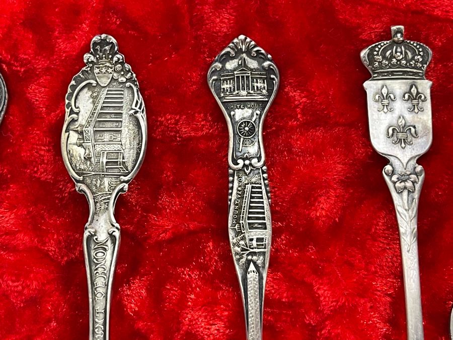Collection Of Six Antique Sterling Silver Souvenir Spoons Total Weight 61.3g [Photo 7]