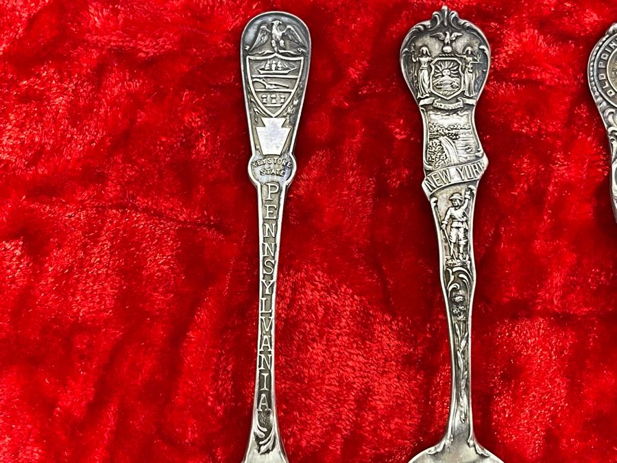 Collection Of Six Antique Sterling Silver Souvenir Spoons Total Weight 61.3g [Photo 3]