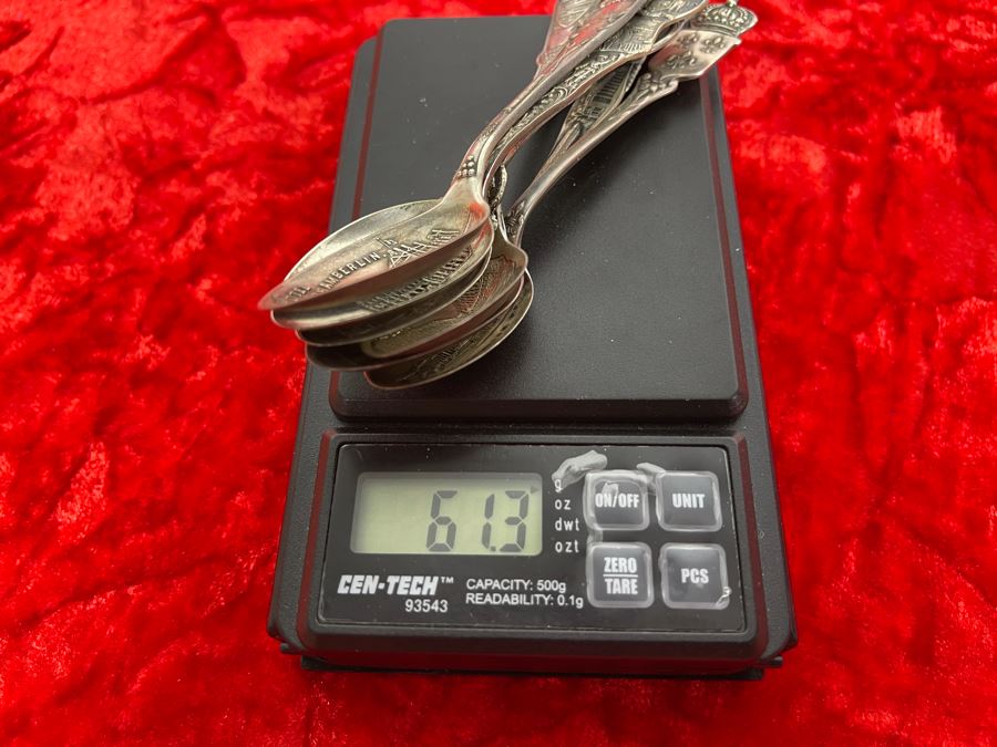 Collection Of Six Antique Sterling Silver Souvenir Spoons Total Weight 61.3g [Photo 22]