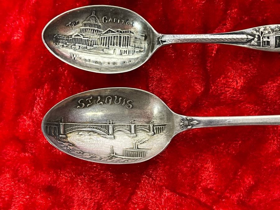 Collection Of Six Antique Sterling Silver Souvenir Spoons Total Weight 61.3g [Photo 14]