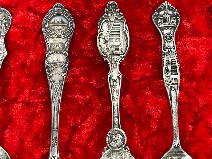Collection Of Six Antique Sterling Silver Souvenir Spoons Total Weight 61.3g [Photo 6]