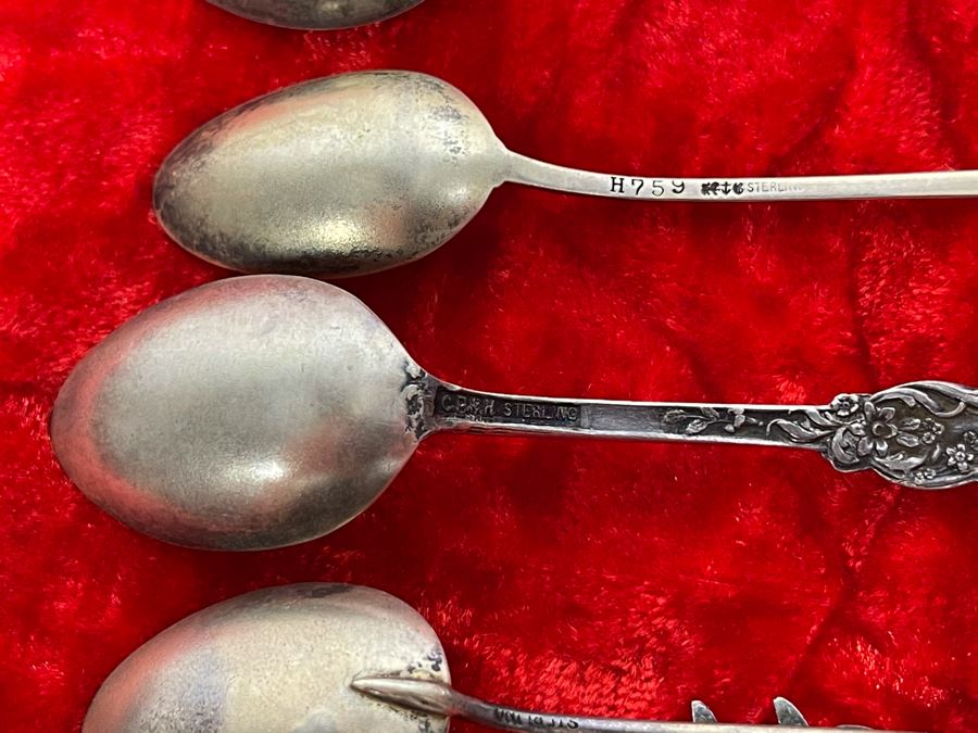 Collection Of Six Antique Sterling Silver Souvenir Spoons Total Weight 39.4g [Photo 18]
