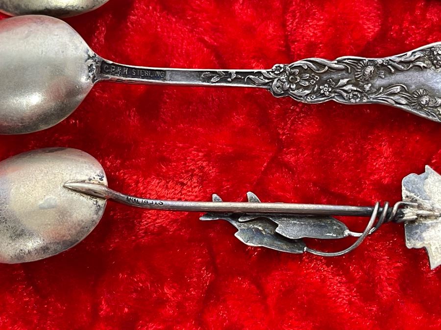 Collection Of Six Antique Sterling Silver Souvenir Spoons Total Weight 39.4g [Photo 19]