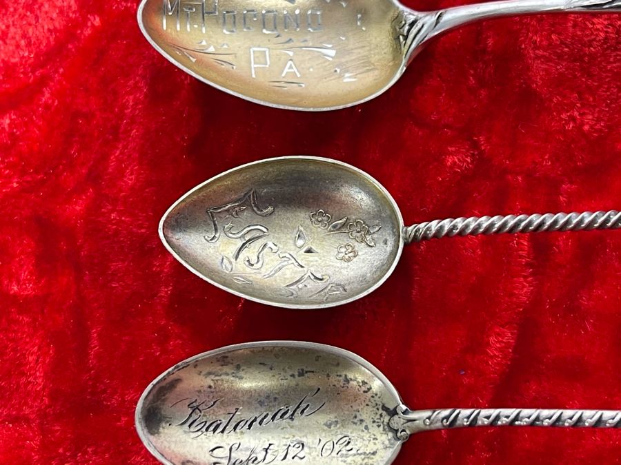 Collection Of Six Antique Sterling Silver Souvenir Spoons Total Weight 39.4g [Photo 9]