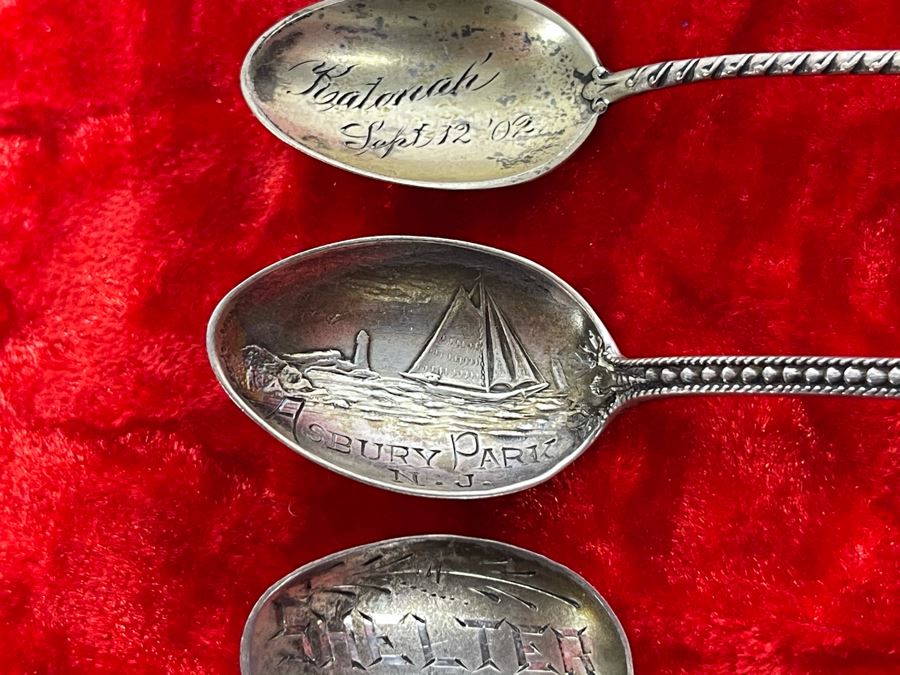 Collection Of Six Antique Sterling Silver Souvenir Spoons Total Weight 39.4g [Photo 11]