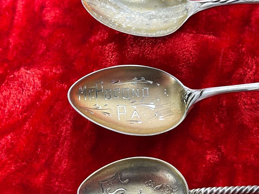 Collection Of Six Antique Sterling Silver Souvenir Spoons Total Weight 39.4g [Photo 8]