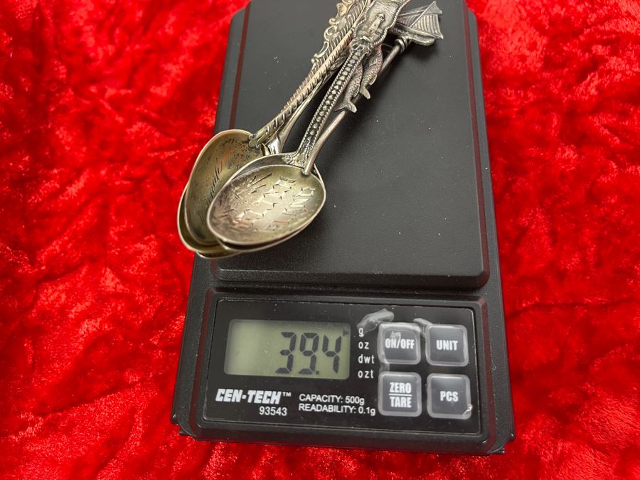 Collection Of Six Antique Sterling Silver Souvenir Spoons Total Weight 39.4g [Photo 20]