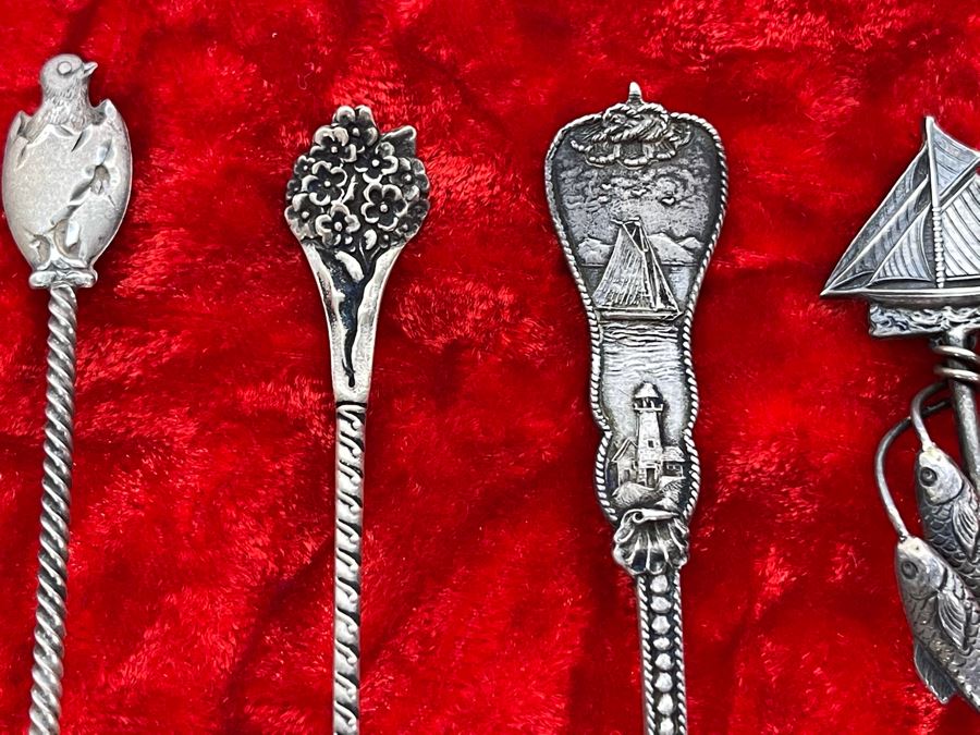 Collection Of Six Antique Sterling Silver Souvenir Spoons Total Weight 39.4g [Photo 5]