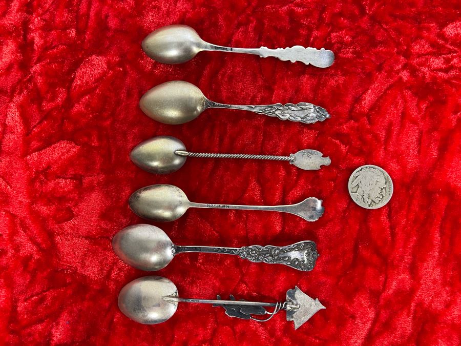 Collection Of Six Antique Sterling Silver Souvenir Spoons Total Weight 39.4g [Photo 13]