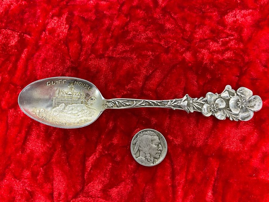 Antique Sterling Silver Cliff House San Francisco Souvenir Spoon 21.8g [Photo 3]
