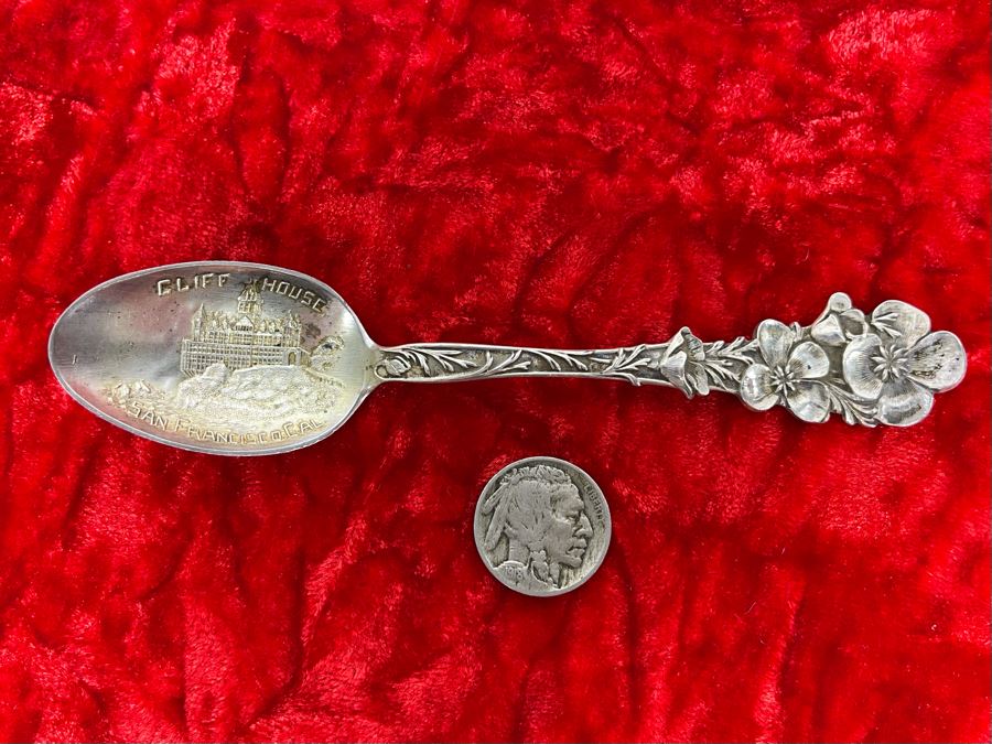 Antique Sterling Silver Cliff House San Francisco Souvenir Spoon 21.8g