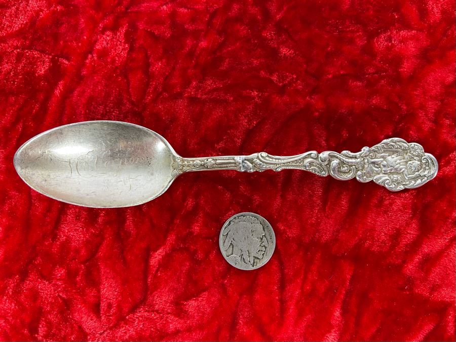 Antique Sterling Silver Mt. Vernon Souvenir Spoon 29.6g [Photo 2]